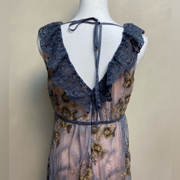 Sundance grey pink  Floral lace Maxi Dress Medium NwT - Picture 9 of 12